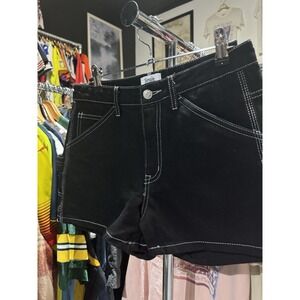 Vintage Y2K Simple Society Black White Stitched Cargo Mid Rise Shorts Size 1